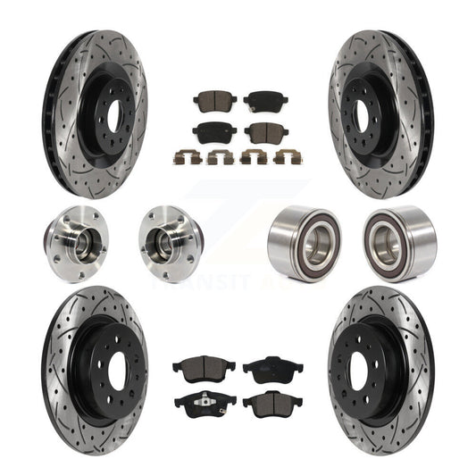 Hub Bearing Coated Brake Rotor Pad Front Rear Kit (10Pc) For 2014-2018 Fiat 500L