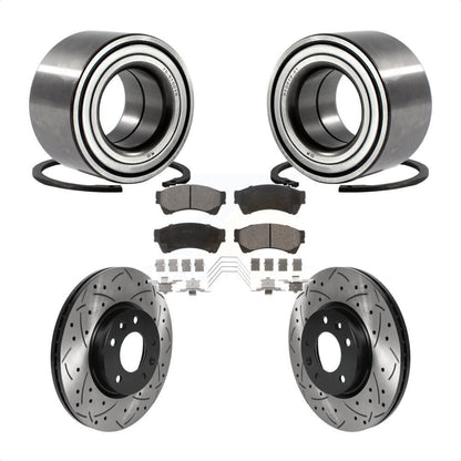 Wheel Bearing Drilled Slot Brake Rotor Pad Front Kit For Ford Fusion Mazda 6 MKZ