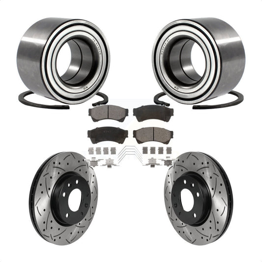 Wheel Bearing Drilled Slot Brake Rotor Pad Front Kit For Ford Fusion Mazda 6 MKZ