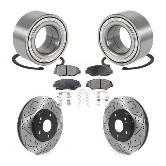Wheel Bearing Drilled Slot Brake Rotor & Pad Front Kit For 2003-2004 Honda Pilot