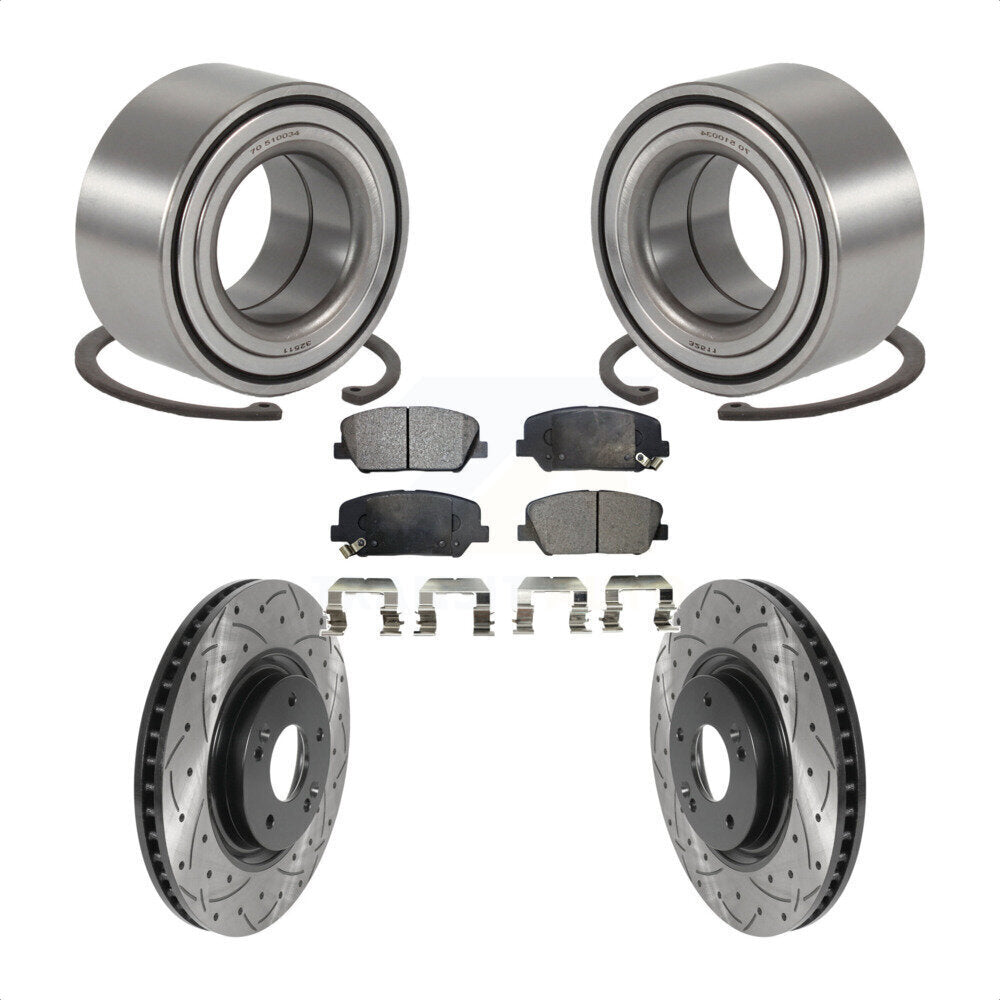 Wheel Bearing Drill Slot Brake Rotor Pad Front Kit For 2011-2015 Kia Optima 2.0L