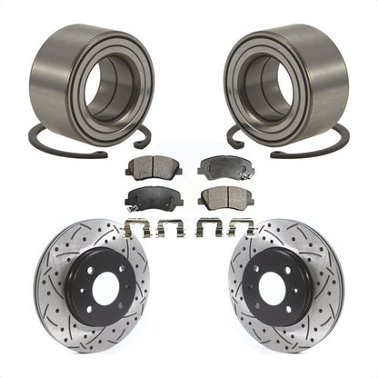 Wheel Bearing Drill Slot Brake Rotor Pads Front Kit For 2012-2017 Hyundai Accent