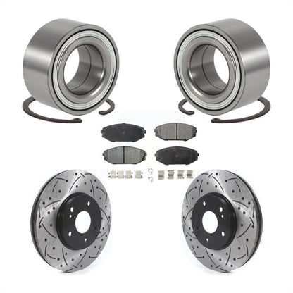 Wheel Bearing Drilled Slot Brake Rotor Pad Front Kit For 1999-2004 Honda Odyssey