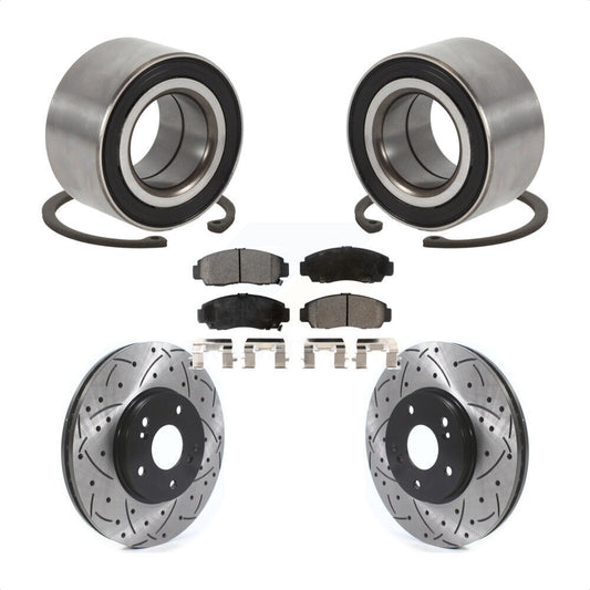 Wheel Bearing Drill Slot Brake Rotor Pad Front Kit For Honda Accord Acura TSX TL