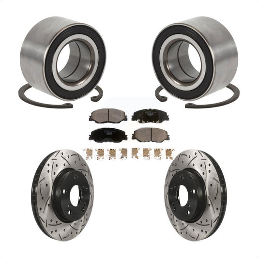 Wheel Bearing Drilled Slot Brake Rotor Pad Front Kit For 2019-2022 Honda Insight