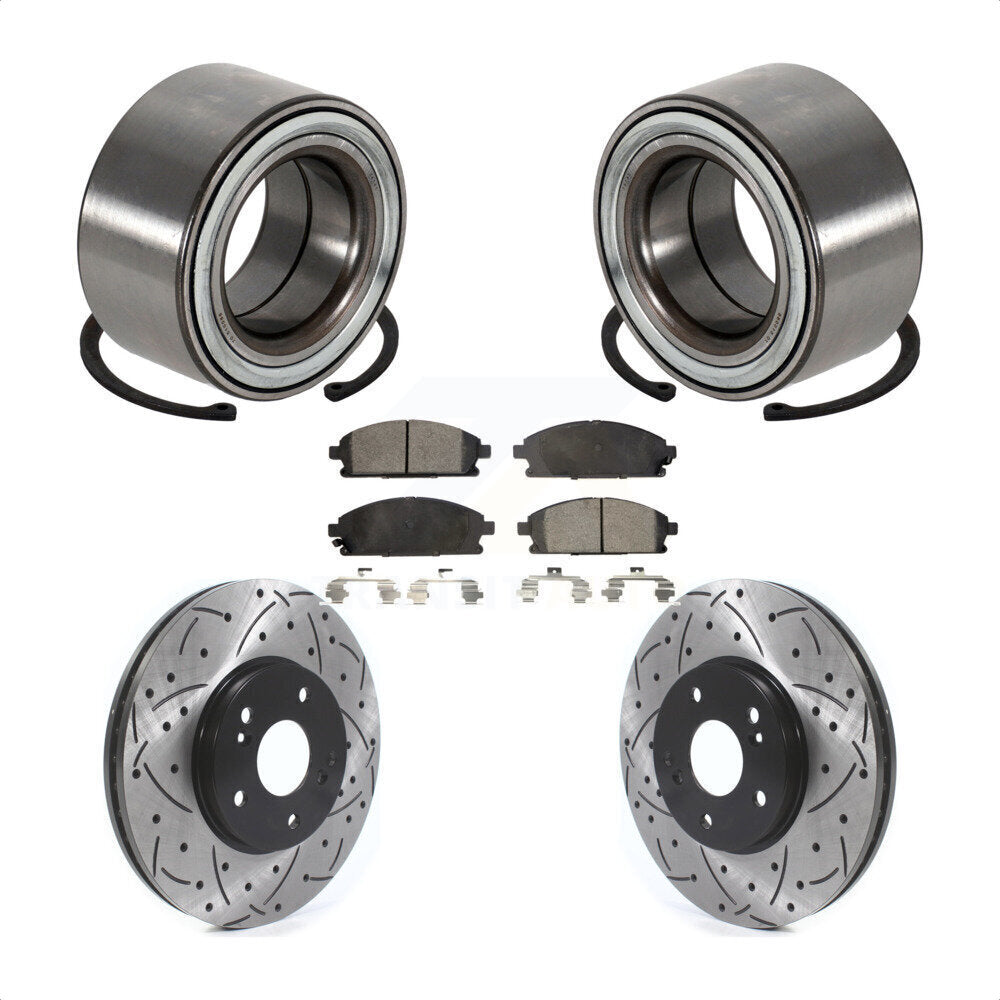 Wheel Bearing Coat Drill Slot Brake Rotor Pads Front Kit For 2003-2006 Acura MDX