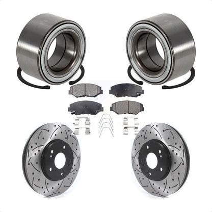 Wheel Bearing Drilled Slot Brake Rotor & Pad Front Kit For 2005-2008 Honda Pilot
