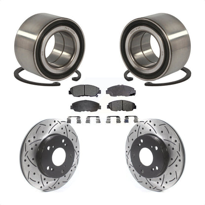 Wheel Bearing Coated Drilled Slotted Brake Rotor & Pad Front Kit For Honda Civic