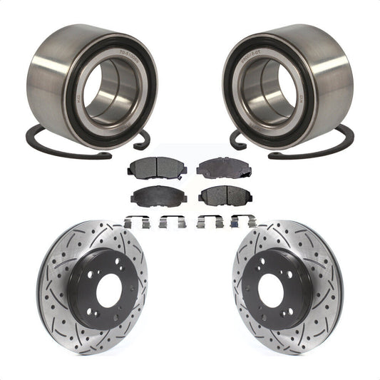 Wheel Bearing Coated Drilled Slotted Brake Rotor & Pad Front Kit For Honda Civic
