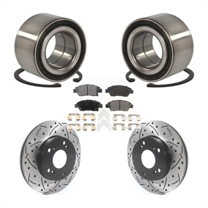 Wheel Bearing Coated Drilled Slotted Brake Rotor & Pad Front Kit For Honda Civic