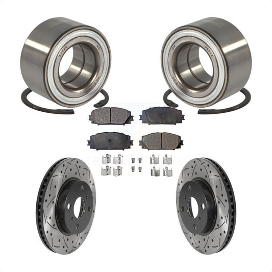 Wheel Bearing Drilled Slot Brake Rotor Pad Front Kit For Toyota Yaris Prius C iQ