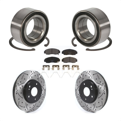 Wheel Bearing Drilled Slot Brake Rotor Pads Front Kit For Honda Accord Acura TSX