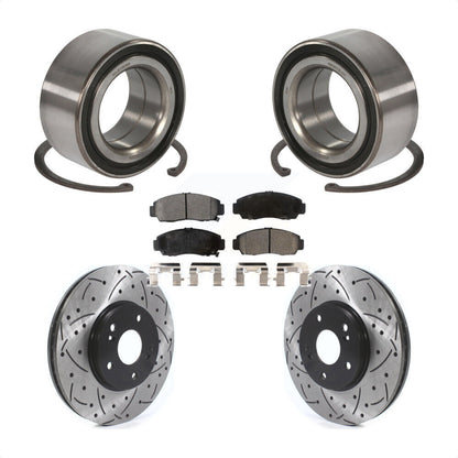 Wheel Bearing Drilled Slot Brake Rotor Pads Front Kit For Honda Accord Acura TSX
