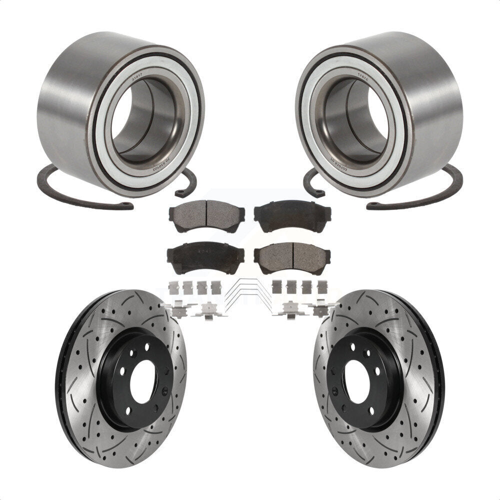 Wheel Bearing Drilled Slot Brake Rotor Pads Front Kit For 2009-2013 Mazda 6 3.7L