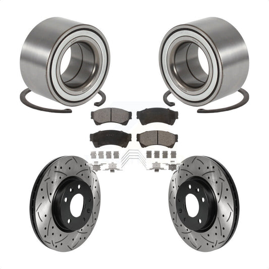 Wheel Bearing Drilled Slot Brake Rotor Pads Front Kit For 2009-2013 Mazda 6 3.7L