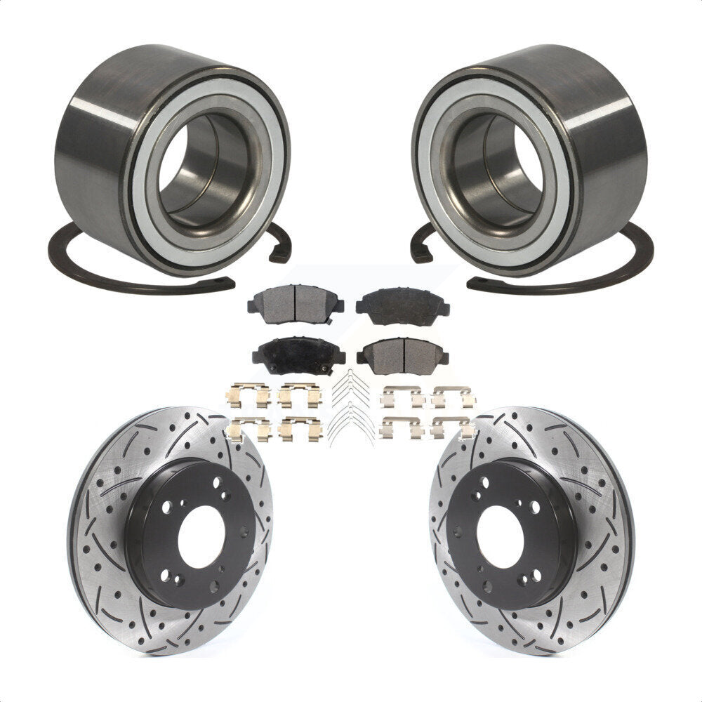 Wheel Bearing Coat Drill Slot Brake Rotor Pad Front Kit For 2011-2015 Honda CR-Z