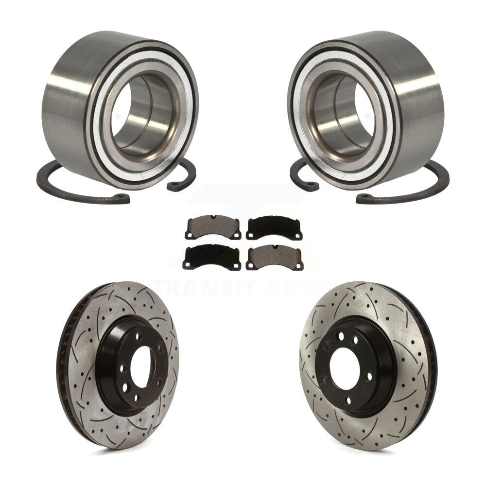 Wheel Bearing Coated Drilled Slot Brake Rotor Pads Front Kit For Porsche Cayenne