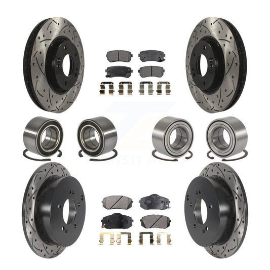 Bearing Coated Disc Brake Rotor Pad Front Rear Kit (10Pc) For Hyundai Tucson Kia