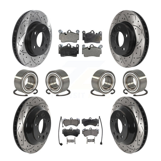 Bearing Coated Disc Brake Rotor Pad Front Rear Kit (10Pc) For Volkswagen Touareg