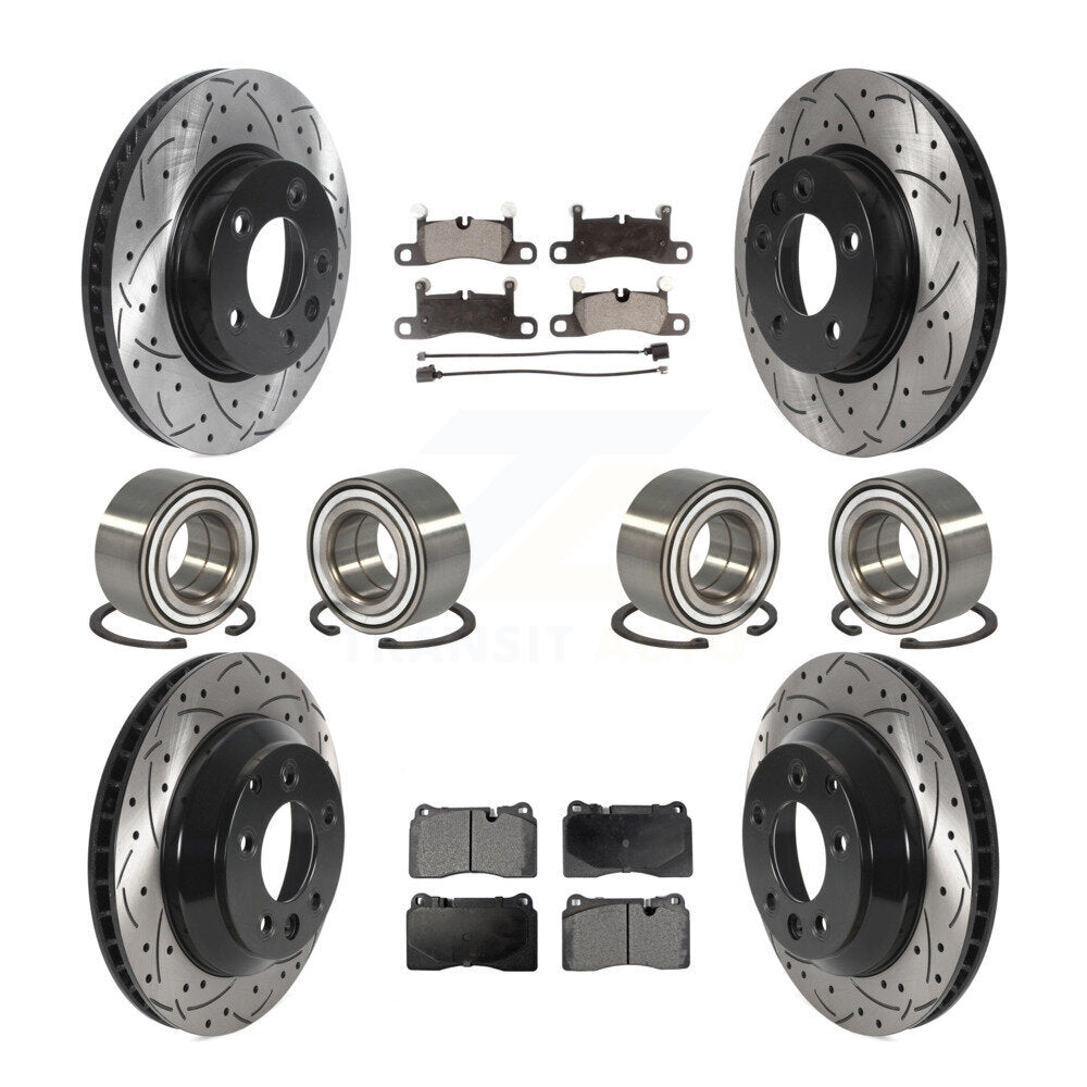 Bearing Coated Disc Brake Rotor Pad Front Rear Kit (10Pc) For Volkswagen Touareg