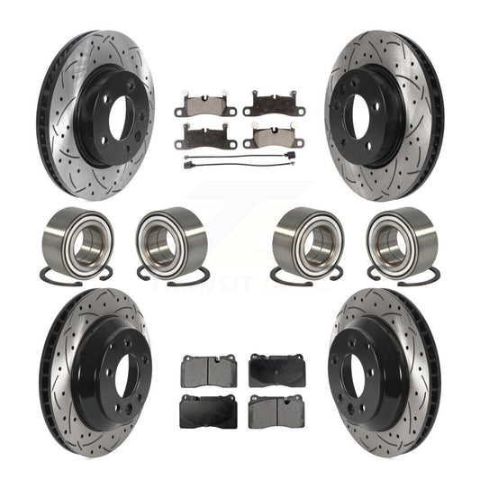 Bearing Coated Disc Brake Rotor Pad Front Rear Kit (10Pc) For Volkswagen Touareg
