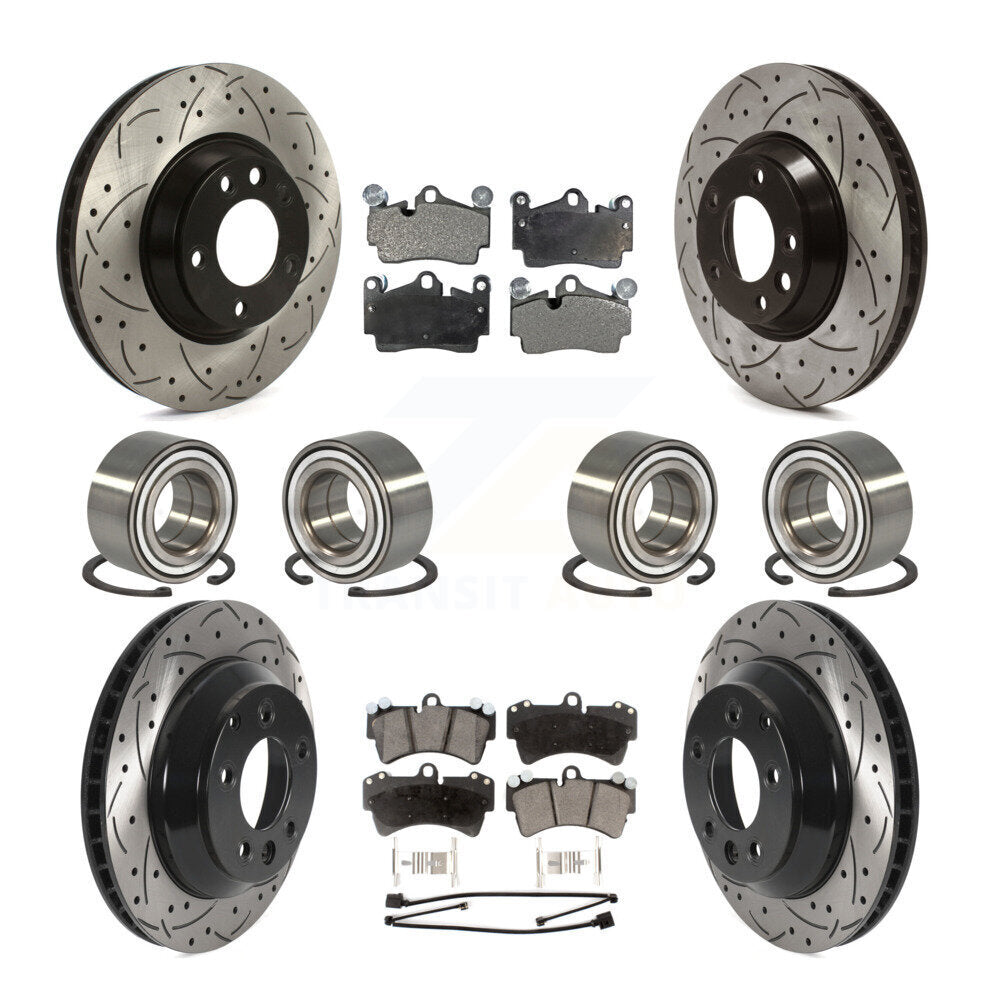 Bearing Coated Disc Brake Rotor Pad Front Rear Kit (10Pc) For Audi Q7 Volkswagen