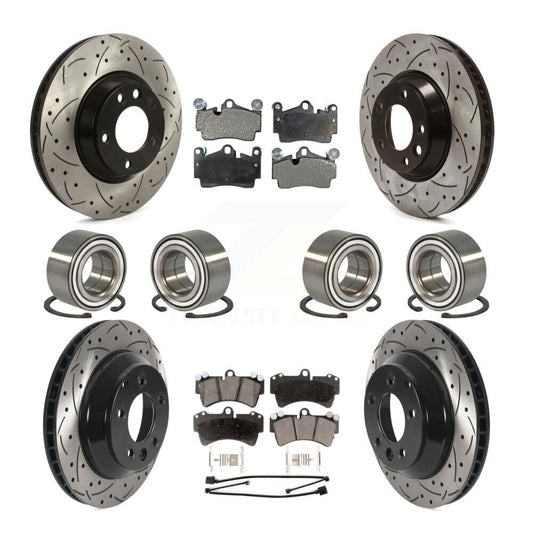 Bearing Coated Disc Brake Rotor Pad Front Rear Kit (10Pc) For Audi Q7 Volkswagen