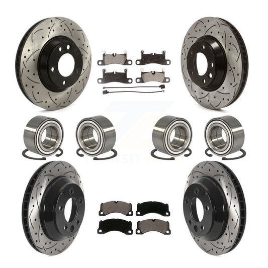 Bearing Coated Brake Rotor & Pads Front Rear Kit (10Pc) For Porsche Cayenne Base