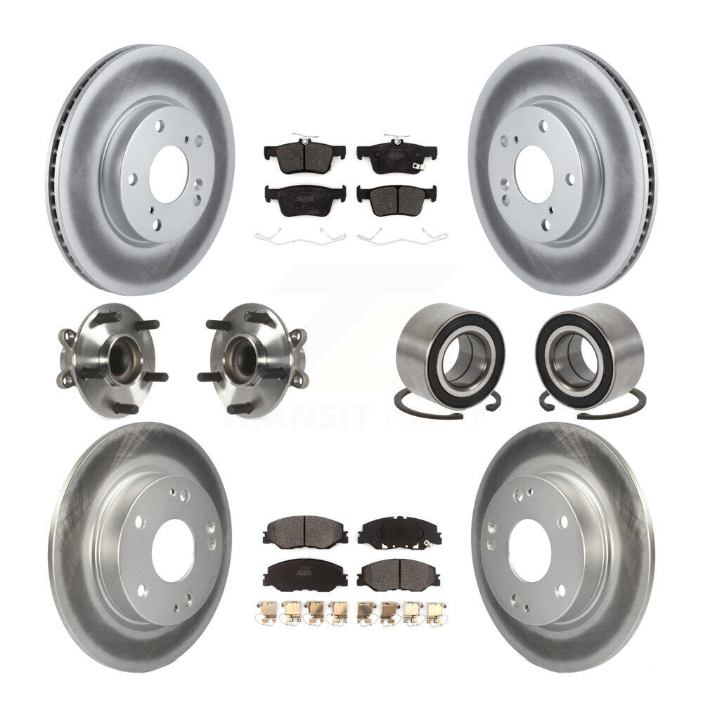 Hub Bearing Coated Brake Rotor Pad Front Rear Kit (10Pc) For 19-22 Honda Insight