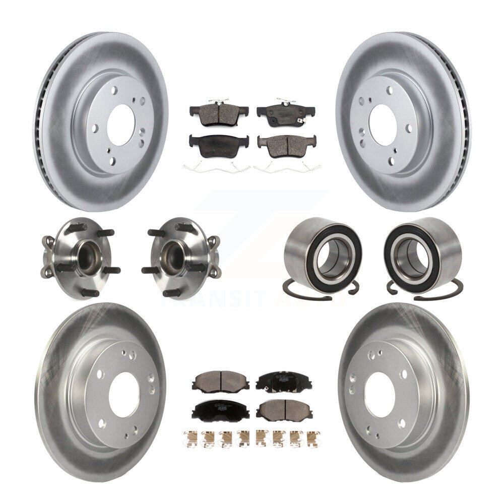 Hub Bearing Coated Brake Rotor Pad Front Rear Kit (10Pc) For 19-22 Honda Insight