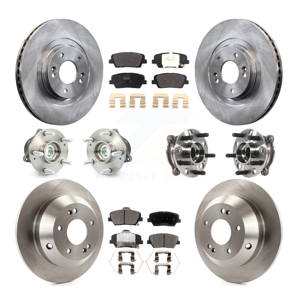 Hub Bearing Brake Rotor Pad Front Rear Kit (10Pc) For Hyundai Santa Fe Sport FWD