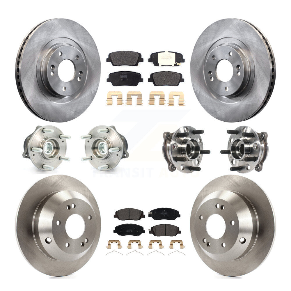 Hub Bearing Brake Rotor & Pads Front Rear Kit (10Pc) For Hyundai Santa Fe XL FWD