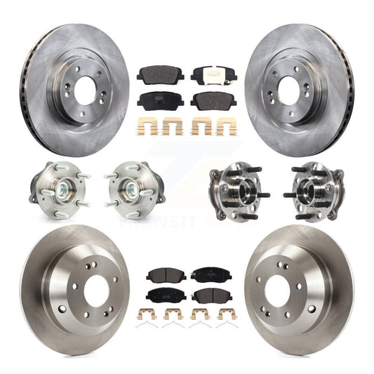Hub Bearing Brake Rotor & Pads Front Rear Kit (10Pc) For Hyundai Santa Fe XL FWD