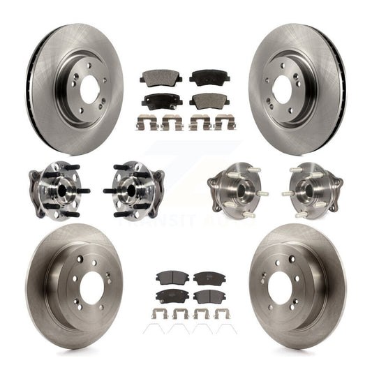 Hub Bearings Disc Brake Rotors And Pads Front Rear Kit (10Pc) For Kia Sportage