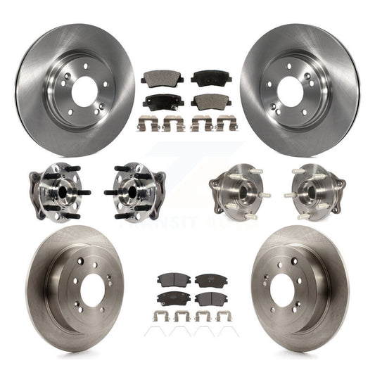 Hub Bearing Disc Brake Rotor & Pads Front Rear Kit (10Pc) For Hyundai Tucson Kia