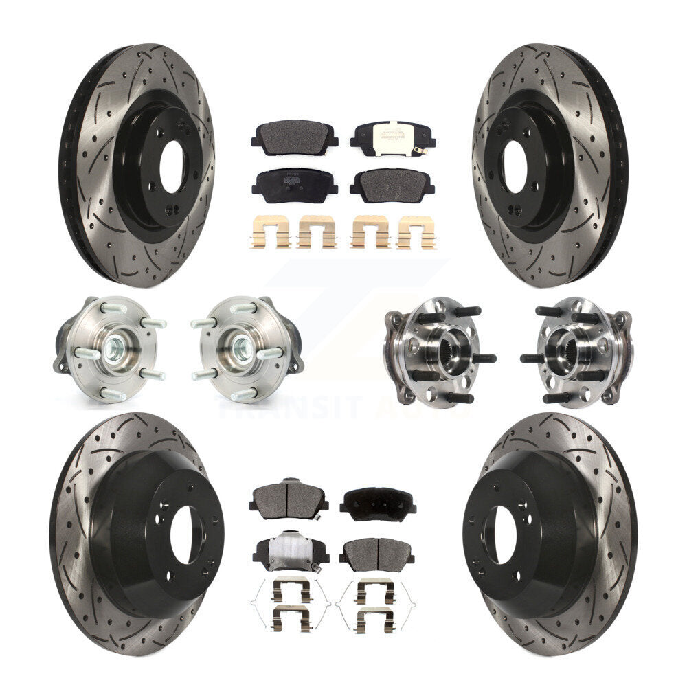 Hub Bearing Coated Brake Rotor Pad Front Rear Kit For Hyundai Santa Fe Sport FWD