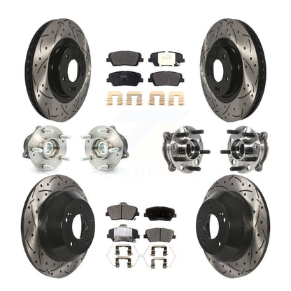 Hub Bearing Coated Brake Rotor Pad Front Rear Kit For Hyundai Santa Fe Sport FWD