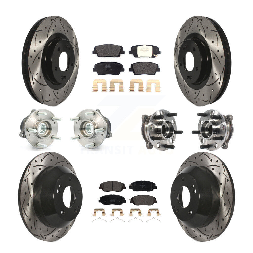 Hub Bearing Coated Brake Rotor Pad Front Rear Kit (10Pc) For Hyundai Santa Fe XL