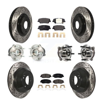 Hub Bearing Coated Brake Rotor Pad Front Rear Kit (10Pc) For Hyundai Santa Fe XL