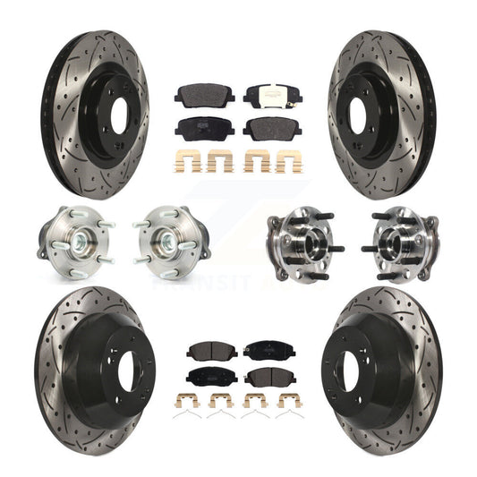 Hub Bearing Coated Brake Rotor Pad Front Rear Kit (10Pc) For Hyundai Santa Fe XL