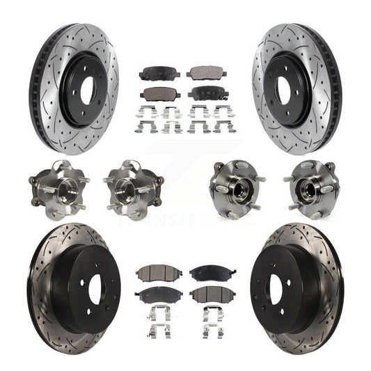Hub Bearing Coated Brake Rotor Pads Front Rear Kit (10Pc) For INFINITI FX35 FX37