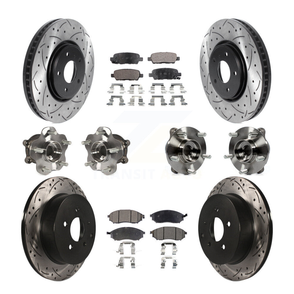 Hub Bearing Coated Brake Rotor Pads Front Rear Kit (10Pc) For INFINITI FX35 FX37