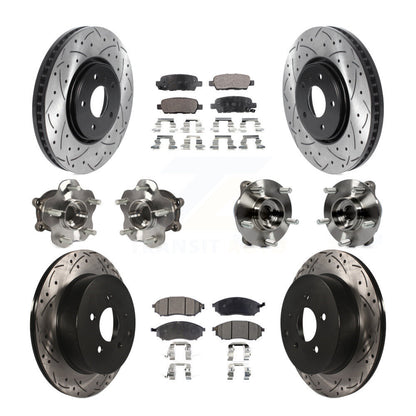Hub Bearing Coated Brake Rotor Pads Front Rear Kit (10Pc) For INFINITI FX35 FX37