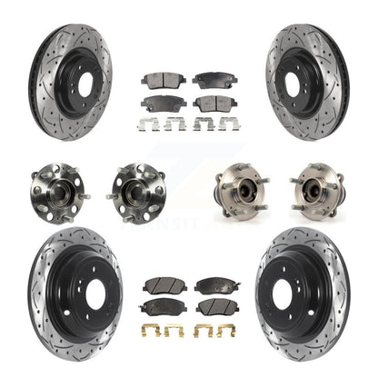 Hub Bearing Coat Brake Rotor Pads Front Rear Kit (10Pc) For Hyundai Genesis 3.8L