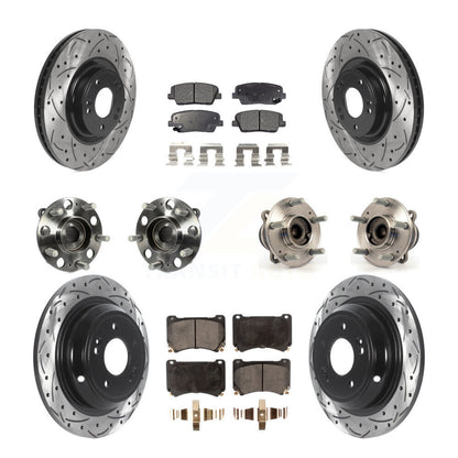 Hub Bearing Coat Brake Rotor Pads Front Rear Kit (10Pc) For Hyundai Genesis 4.6L