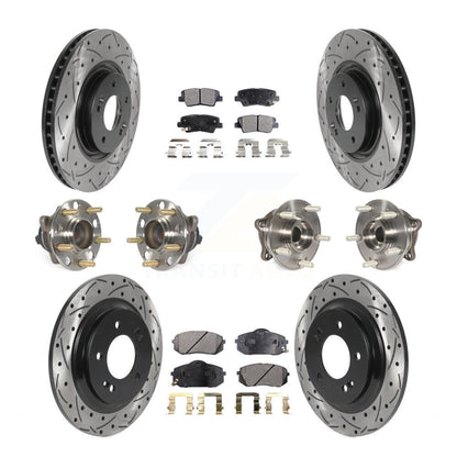 Hub Bearing Coated Disc Brake Rotor Pad Front Rear Kit (10Pc) For Hyundai Sonata