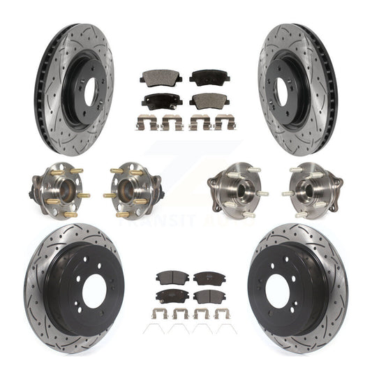 Hub Bearing Coated Disc Brake Rotor & Pad Front Rear Kit (10Pc) For Kia Sportage