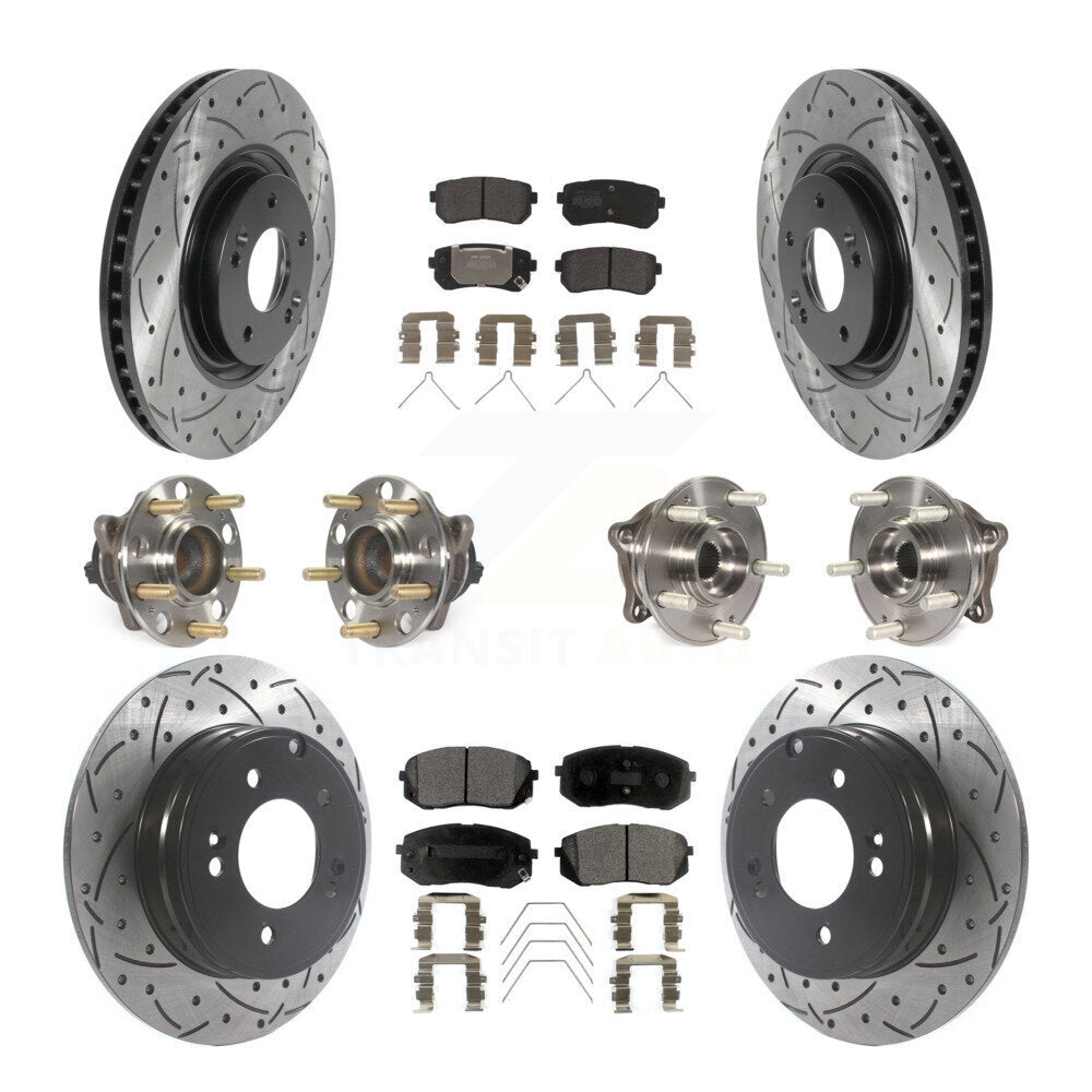Hub Bearing Coated Disc Brake Rotor And Pad Front Rear Kit (10Pc) For Kia Optima