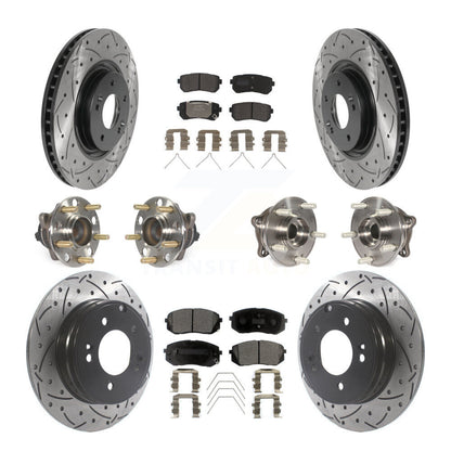 Hub Bearing Coated Disc Brake Rotor And Pad Front Rear Kit (10Pc) For Kia Optima