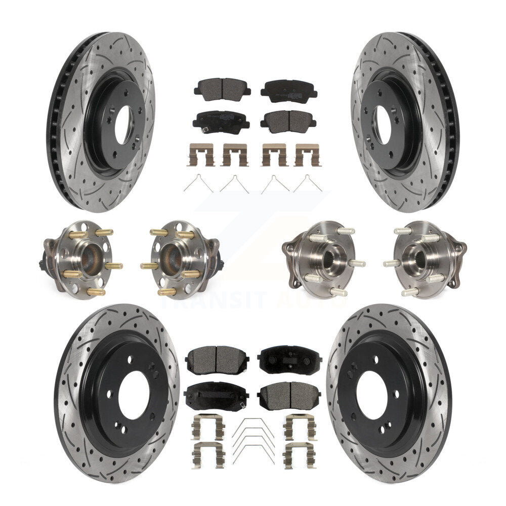 Hub Bearing Coated Disc Brake Rotor And Pad Front Rear Kit (10Pc) For Kia Optima